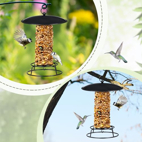 2 Pcs Cylinder Bird Feeder Outdoor Seed Cake Feeder Metal Suet Cake Holder Backyard Wild Bird Feeding Feeders for Outdoors Garden(Classic)