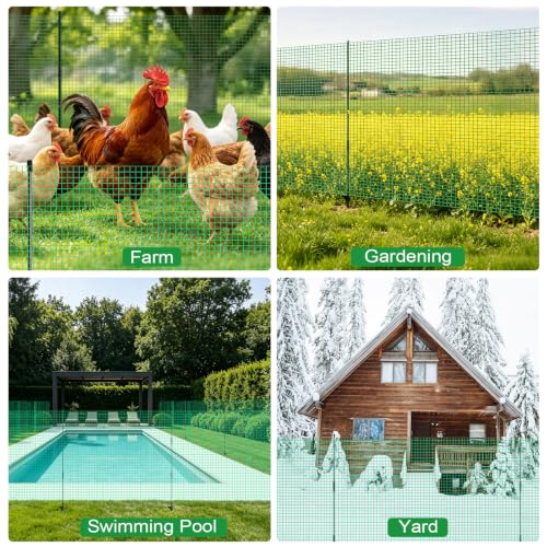 4' x 100' Temporary Fence with Posts, Plastic Temporary Fencing with Fiberglass Posts, Windproof Rope and Ground Stakes, Portable Fence Outdoor for Gardens, Chicken Coops and Outdoor Animal Protection | Windproof Outdoor Temporary Fence Kit With Fiberglas