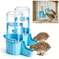 Button Quail Waterer with 1.5cm Narrow Safety Tray, 2 Pack 16.6 oz Baby Quail Chick Waterer, Automatic Gravity Water Dispenser with Integrated Hooks for Wire Mesh Cages and DIY Brooders,(Blue)