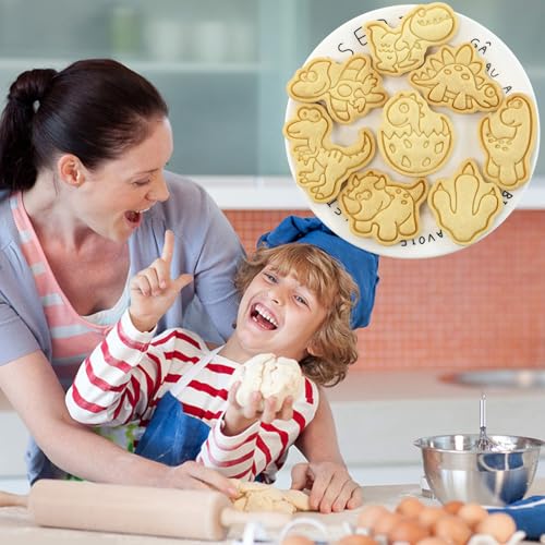 8Pcs Dinosaur Cookie Cutters Dino Egg Footprint Biscuit Molds for Kids | T-Rex & Stegosaurus Baking Supplies for Kids Dinosaur Theme Birthday Party, Ideal for Homemade Cookies - color: Dinosaur C