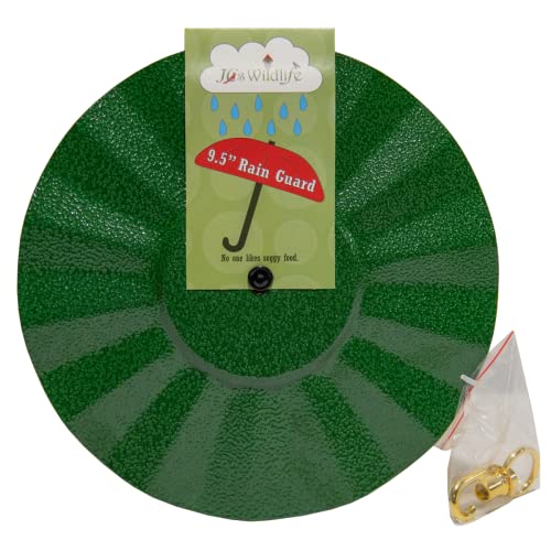 Metal Rain/Weather Guard - Perfect for Outdoor Bird Feeders, Seed Cylinders, Hummingbird Feeders, Cylinder Feeders and More Against Water, Sun, and Overhead Messes Rust Proof, - color: Green, size: 9.5 Inches