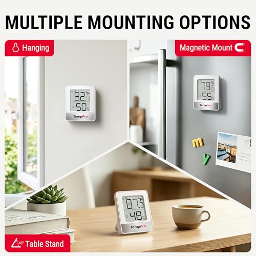 TempPro TempAir Bluetooth Hygrometer Thermometer for House | 260FT Indoor Temperature and Humidity Monitor with APP Alerts, 2-Year Data Export for Bedroom, Greenhouse, Nursery, Cellar - style: 2 Batteries