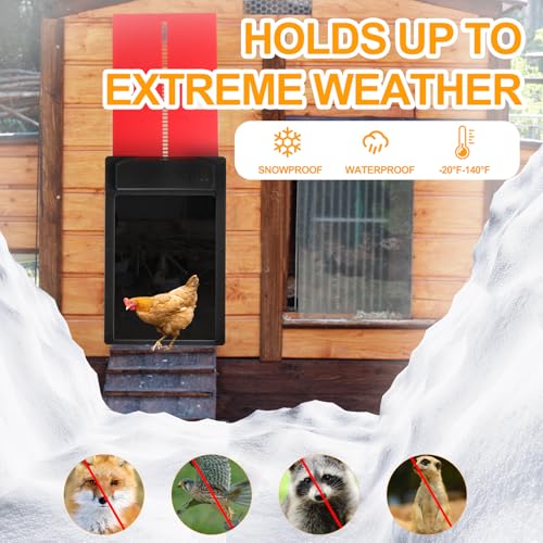 Automatic Chicken Door by COWEHUN - Solar Powered & USB Rechargeable Chicken Coop Door with Dual Remote Controls, Aluminum Alloy Design, Solar Powered, 10M Range for Poultry Farmers & Enthusiasts