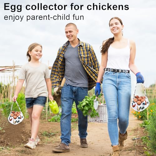 Egg Collecting Basket, Egg Basket for Gathering with 7 Pouches | Canvas Chicken Egg Basket for Chicken, Duck, Goose, Bird, Various Poultry Collection (Grass-nest chicken) - style: Grass-nest chicken