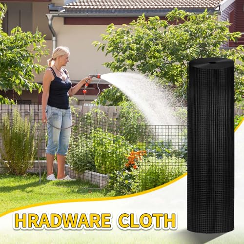 Hardware Cloth, 1/2 inch 48" x 100' Galvanized Chicken Wire Fence, 19 Gauge Vinyl Coated Wire Mesh Roll, Black Welded Wire Fencing Roll Gopher Wire Mesh Roll for Garden Fencing Rabbit Snake Wire - color: 48" x 100' Black