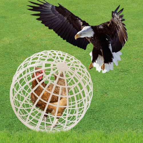 19.6" Ball-Shaped Movable Chicken Coop,Farm Courtyard Outdoor Accessible Rolling Rabbit Duck Hutch,Preventing Dog Bites Trampled by Horse,Pet Removable Prevent Harassment Safety Cage(1 PC) - color: White