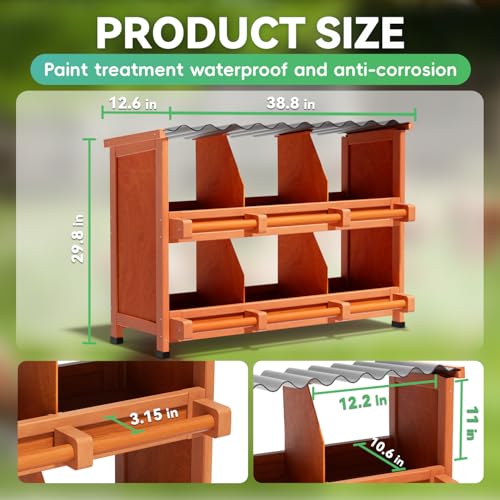 Chicken Nesting Boxes,6 Compartments Wooden Nesting Boxes for Chickens,Laying Nest Boxes for Hens Ducks Poultry Protect Eggs Chicken Coops Easy Egg Collection (6 BOXS) - size: 6 BOXS