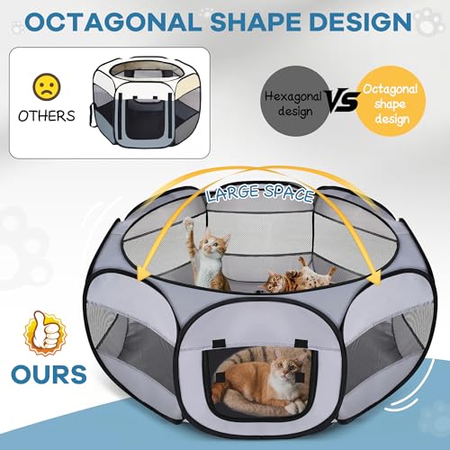 Soft Breathable Small Animal Playpen with Zipper Cover - Portable Rabbit/Bunny Pen & Chick Brooder Box, Lightweight Enclosure for Puppy/Kitten/Guinea Pig/Hamster/Chinchillas (Indoor & Outdoor Use)