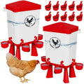 2 Pack 3 Gallon Chicken Waterer with 10 Chicken Water Cups, No Spill Poultry Waterer with Stand Legs, Hooks and Screws, Chicken Water Feeder for Coop, Ducks, Hens, Farm, Backyard Chickens (Red) - color: Red, size: 2pcs