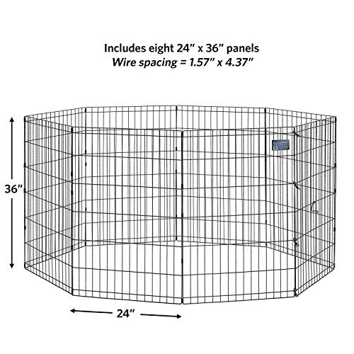 Midwest 36-Inch Exercise Pen, No Door, 16 Sq Ft Play Area | for Indoor and Outdoor Use, No Door Design for Maximum Security, Easy to Set Up, Foldable Playpen - color: Black No Door, size: 36" H