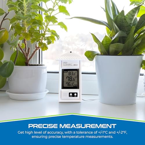 Sper Scientific Compact Digital Min/Max Thermometer 800121 - Wide Range Temperature Logger with Clear LCD Display - Ideal for Laboratories, Food Storage, HVAC & Greenhouses - 2 pc - size: 2 Pack