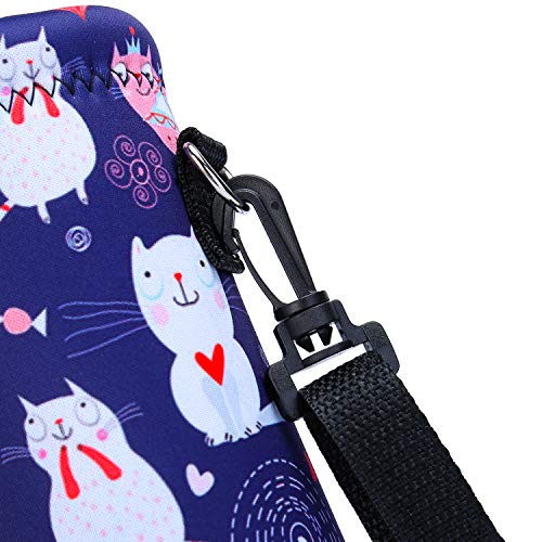 AMARY 500ML Neoprene Water Bottle Carrier Bag with Adjustable Shoulder Strap,Insulated Water Bottle Cover for Stainless Steel/Glass/Plastic Bottles 16.9OZ (cat) - color: Cat