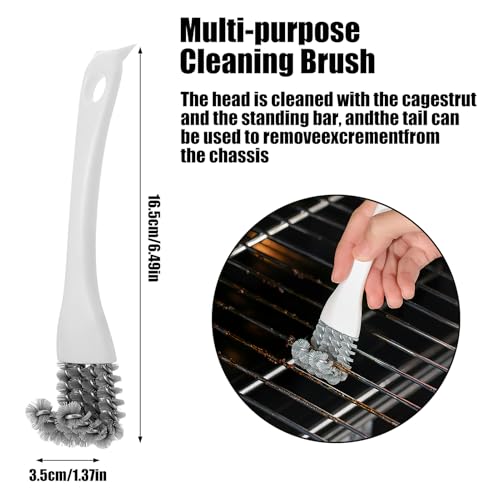 5 Pcs Bird Cage Cleaner Set,Stainless Steel Poop Remover Bird Cage Accessories,Bird Cages Cleaning Brush & Scraper,Cleaning fork & shovel,Mini Dustpan and Broom Set,for Small Animal Cages Clean