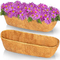 TigeJoy 2PCS 36 Inch Trough Coco Coir Liners Planter Replacement | 100% Natural Thick Coco Fiber Liner for Window Box Decks Garden, Half Moon Shape Coconut Liner for Flower Pots Outdoor