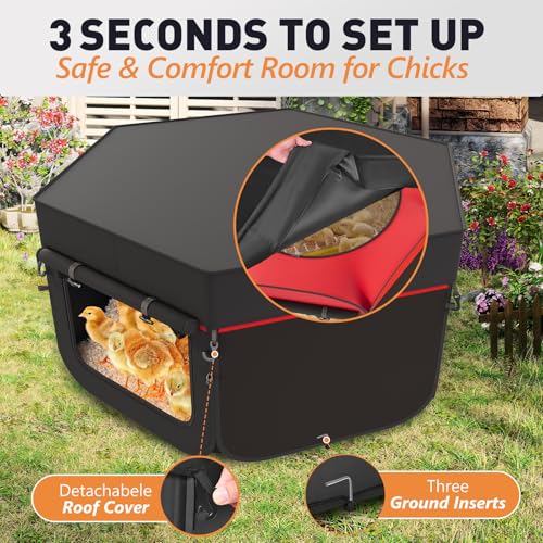 Chicken Brooder with Cover - Dual Door Collapsible Large Brooder Box for Chicks Starter Kit, Sturdy Baby Chicken Coop Chick Enclosure Tent, Chick Brooder Pen for Chick, Duck and Quail - color: Red - Chicken Brooder Playpen