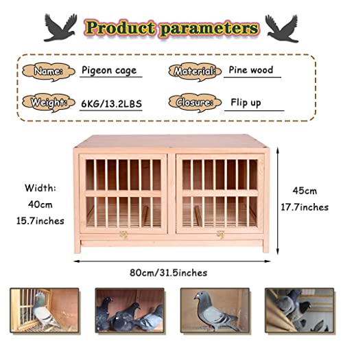 Bird Cage Large Size Solid Wood Pigeon Pairing Cage, Indoor Pigeon Nest Box with Pull Out Tray, Easy to Clean, Need to Install(Natural,31.5IN*1) - size: 31.5"L x 15.7"W x 17.7"H