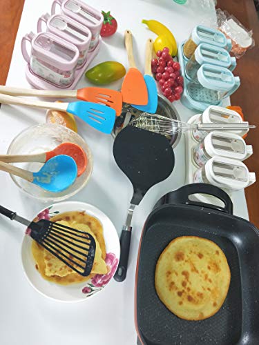 TENTA KITCHEN Grip-EZ Premium Chef Series Round Flexible Large Spatula Pancake Spatula,Pancake Flipper,Egg Turner, and Omelet Spatula-Heat Resistant，Black