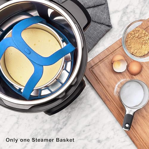 Silicone Sling Lifter, Cooker Sling With Handles Cooling Drying Rack Bakeware Sling Egg Steamer Rack for Cooking, Roasting, Drying(COLOR:Blue/6.5 Inch)