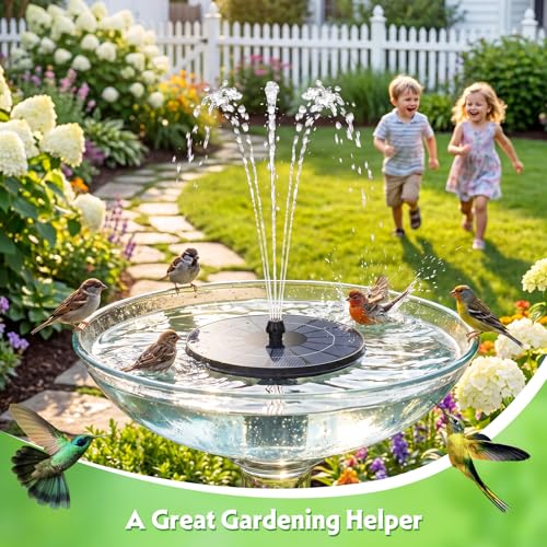 AISITIN 3.8W Solar Fountain for Bird Bath, 2026 Newly Solar Fountain Pump | Multiple Nozzles, 4 Anti-Drift Fixed Pipes, Attract Birds, Solar Bird Bath Fountain for Garden, Fish Tank, Small Pond, Yard