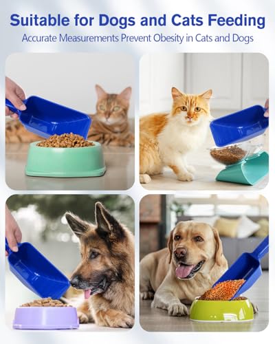 2 Cup Dog Food Scoop(2 Pack), Plastic Pet Food Scoop with Measuring Lines for Accurate Pet Food Portions,Dishwasher Safe (Blue) - color: Blue