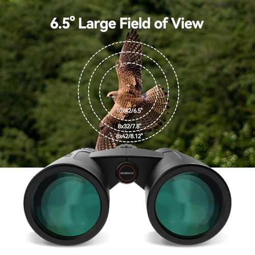 SVBONY Upgraded SV202 10x42 ED Binoculars for Adults 10x High Magnification | Wide Field of View, Extra-Low Dispersion, BAK4 & FMC Optic System, IPX7 Waterproof, Clear, Bright, Distortion Free Low Light - size: 10x42mm