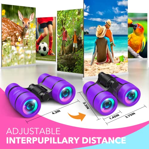 Girls Toys Age 3-7: LET'S GO! Compact Bird Watching Binoculars for Kids Ages 3 4 5 6 7 Year Old Girl Boy Gifts Idea Outside Travel Educational Toy for Kid Preschool Toddler Stocking Stuffers - color: Purple