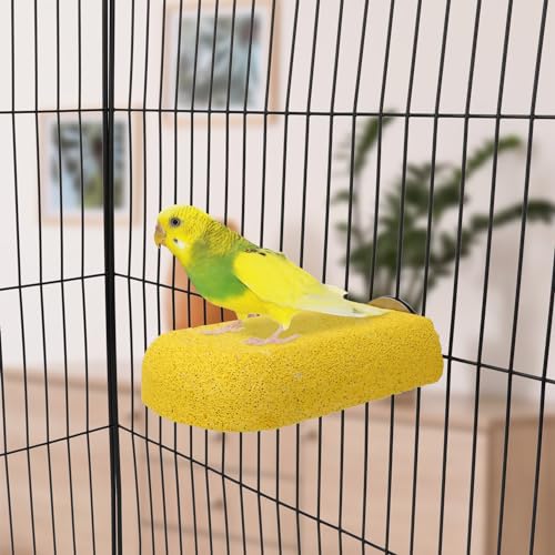 Hypeety 2PCS Bird Calcium Teeth Mouth Molar Grinding Stone Hamster Grinding Stone Chew Toy Perch Stand for Parrot Budgies Chinchilla Squirrel Hamster Cage Stand Platform Yellow | Natural calcium stone, provides calcium and beak care, durable chew-proof, f
