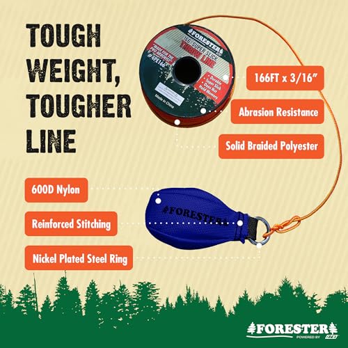FORESTER Arborist Throw Line Kit | Throw Weight & 166ft Rope | Ultra Slick 100% Polyester Rope | Arborist Equipment for Tree Climbing - style: 9oz Throw Weight
