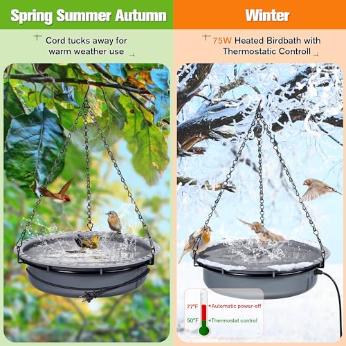 Bird Baths for Outdoors, Bird Bath Bowl Water Feeder Outdoor for Hummingbirds for Garden Yard Patio Lawn, Ideal for Attracting Birds (Handing Style)