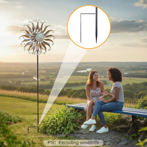 Black 72" h Replacement Pole for Large Wind Spinner, Windmill Replacement Parts, Three-Part Composition, 22mm Thicker Tube, Easy Assembly for Large Metal Wind Spinner (2 Prongs Base) - color: Black, style: 2 Prongs Base
