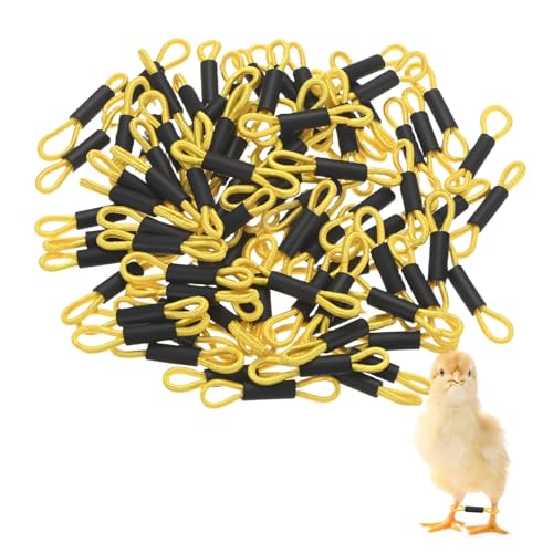 M METERXITY 100-Pack Adjustable Chick Leg Bands, 1.38" x 0.2" Polyester Chicken Leg Brace for Chicks/Ducks/Birds [Yellow] Poultry Leg Bands - color: Yellow