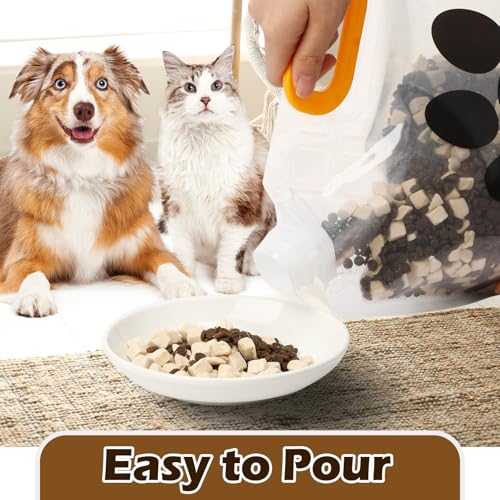 Beeveer 10 Lbs Dog Food Storage Containers 4 Pcs Dog Food Travel Bags and 4 Pcs Silicone Funnel, Pet Portable Containers with Pour Spout to Keep Fresh for Cereal, Dogs, Cats, Bird Seed