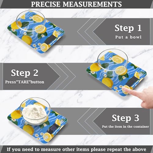 Food Scale Kitchen Scale Food Weight Scales Digital Weight Grams and Ounces Small Electronic Food Scale for Baking Cooking Blue Wave Lemons Daisy - color: Blue Wave Lemons Daisy