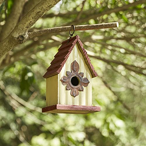 Glitzhome Bird Houses for Outside, Wooden Bird House Hanging Garden Birdhouse for Outdoors, Rustic Bird House for Bluebird Cedar Wren Chickadee Sparrow Bird Nest Box for Garden Patio -9" H - color: 9"H