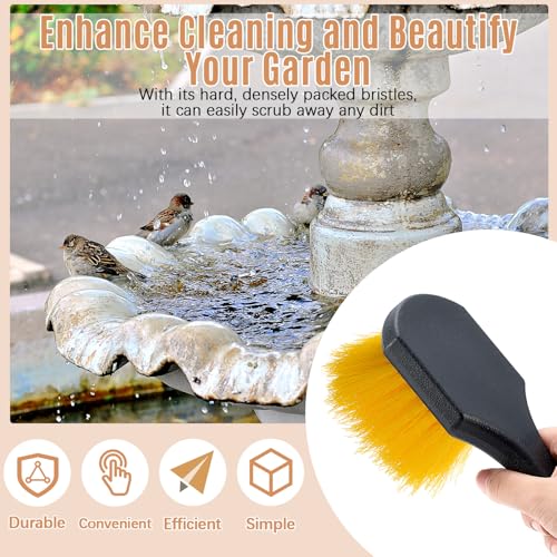 CroBlissful 2 Pcs Bird Bath Cleaning Brush Hard Bristle Stiff Bristle Brush with Plastic Handle Utility Scrub for Bird Feeder Bath Accessories Fountain Outdoor Cleaning(Yellow) - color: Yellow