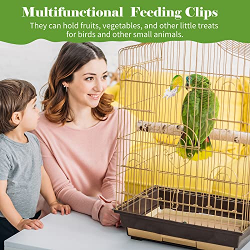 12 Pieces Bird Cage Clips Bird Cage Food Holder Bird Cage Clips for Treats Parrot Fruit Vegetable Pet Feeder Clips for Budgie Parakeet Cockatoo Macaw Cockatiel Conure and Other Animals