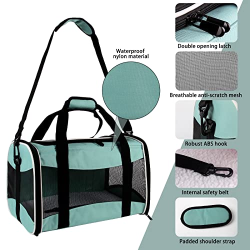 Cat Carrying Case - Pet Carrier, Up to 30Lbs Soft Sided Protable and Breathabl Pet Travel Carrier, Pet Travel Carrier Removable Fleece Pad, Collapsible for Large Cats Small Dogs(X-Large, Green) - color: green, size: 20.0"L x 13.0"W x 13.0"H