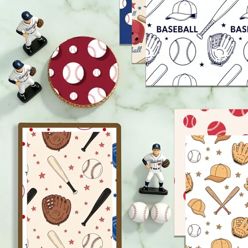 24 Sheets 11.8 x 11.8 Inch Baseball Scrapbook Paper, Double Sided Scrapbook Specialty Craft Paper For Junk Journals, DIY Card Making, Photo Album, Gift Wrapping - color: Blue Baseball