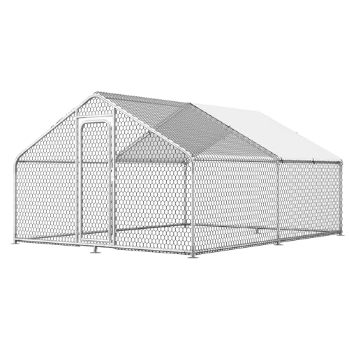 Homgava Large Metal Chicken Coop,13.1'L x 9.8'W x 6.6'H Chicken Run,Walk in Chicken Pen with Cover for Yard,Large Poultry Cage for Duck Rabbit - size: 155.0"L x 120.0"W x 78.0"H