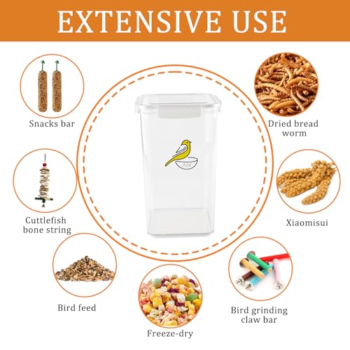 Bird Seed Storage Container-Airtight Bird Food Container 6L Pet Food Storage Containers with Birds Seed Scoop-Wild Birds Seed Dispenser-for PetBirds Parakeets Finches Foods - size: 6L
