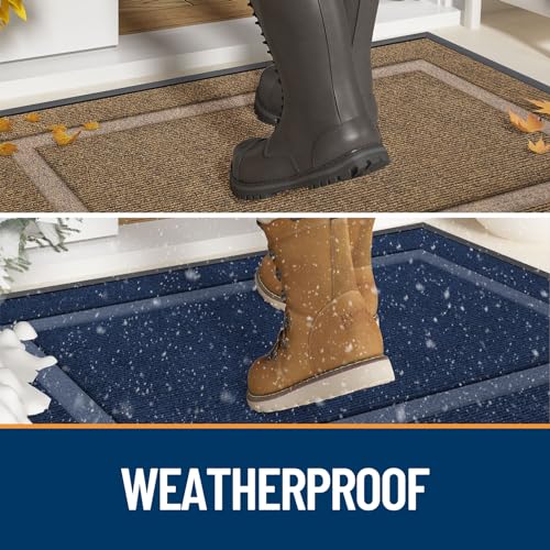OLANLY Front Door Mat Outside 29.5x17, All-Season Heavy-Duty Rubber Doormat | Beige, Absorbent, Stain and Fade Resistant, Waterproof Non-Slip Backing, Low-Profile Indoor Outdoor Floor Mat for Entryway - color: Beige, size: 29.5" x 17"