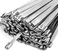 Metal Zip Ties Heavy Duty 11.8 Inch 304 Stainless Steel Cable Tie | 100 Pcs All-Weather Fastener Straps for Chain Link Fence, Exhaust Wrap & Outdoor Wire Mesh