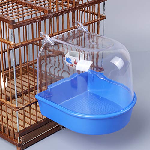 YJJKJ Pet Bird Bath Box, Bird Caged Parrot Bathing Tub | Bird Cage Accessory Bathing Tub Bath for Small Brids Parakeet Canary Budgerigar Lovebirds (White) - color: Transparent