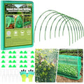 Garden Mesh Netting Kit, 7 Sets Garden Hoops with 10x30 ft Garden Covers | Bird Netting with 12 Clips, Garden Protection for Raised Beds Greenhouse Vegetable Plants Flowers - color: Green