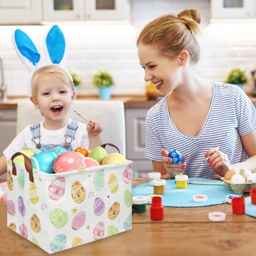 FXOLCSHE Rectangular 3pack Easter basket,Easter basket empty,Kids Toy Storage Basket for baby Bedroom,Toy Gift Organizerm,Kids Storage Bin,Easter gift box(Cute Easter egg) - color: Cute Easter egg