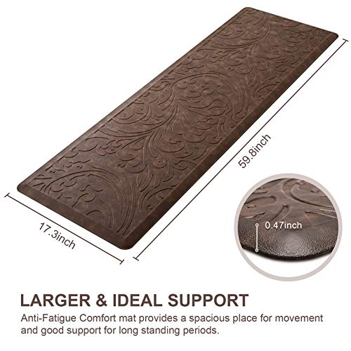 Kitchen Mat Cushioned Anti-Fatigue Comfort Standing Mat Rug for Home,Office | Waterproof Non-Slip Ergonomic Comfort Rug for Sink,Laundry,Desk 17.3" x 60", Brown - color: Brown, size: 1'5" x 5' (Rectangular)