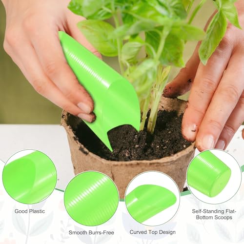 M METERXITY 6-Pack Bonsai Soil Scoops, Plastic Garden Soil Scoops Bucket Shovel Potting Scoopers for Transplanting/Flower Planting/Plant Succulent, Colorful Small Gardening Tools [Green] - color: Green