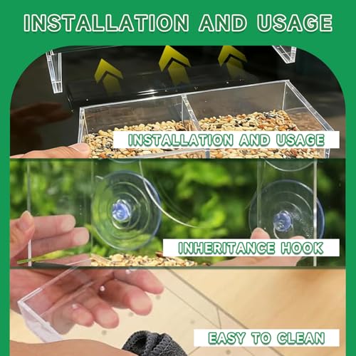 Window Bird Feeders (Large & Small) Plus Hummingbird Waterers（3-Piece Set） Lure Various Birds, Offer Easy Food & Water Access. Extra-Strong Suction Cups, Easy to Mount, Perfect for Outdoor Use - size: 3-piece set