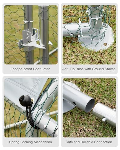 Esright Metal Chicken Coop Run, 13x10 Ft, Dome Roof | Rust-Resistant Galvanized Steel Tube with Wire Mesh, 420D Oxford Fabric Waterproof Cover - size: 156.0"L x 120.0"W x 76.8"H