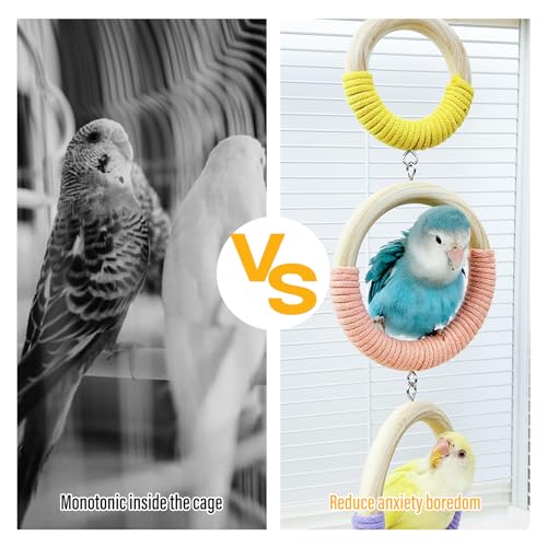 3-Ring Bird Swing Toy,Bird Swing for Cage,Hanging Bird Rope Perch Toy,for Parakeets, Lovebirds, Cockatiels, Sugar Glider Toys and Cage Accessories(XGjute) - color: XGjute